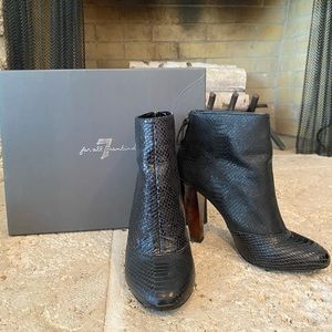 7 For All Mankind Black Snake Print Booties
